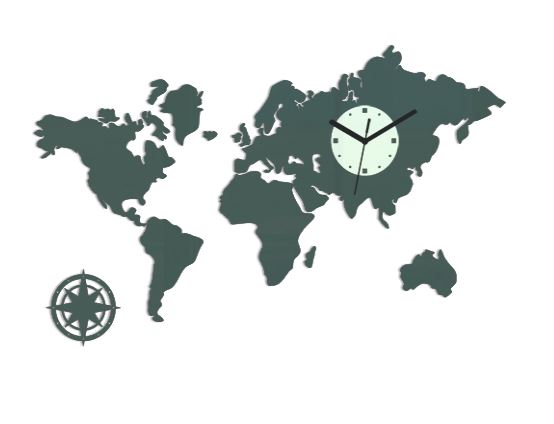 3D nalepovacie hodiny Continents šedé