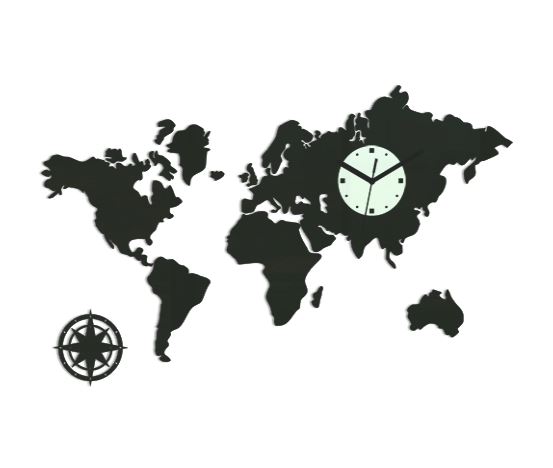 3D nalepovacie hodiny Continents wenge
