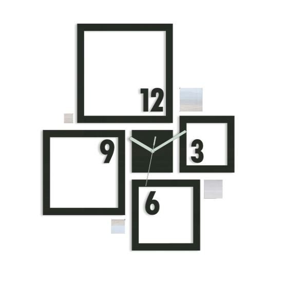 3D nalepovacie hodiny Quadrat wenge