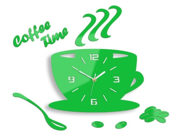 Nástenné hodiny Coffee zelené