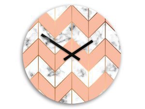Nástenné hodiny Marble bielo-ružové