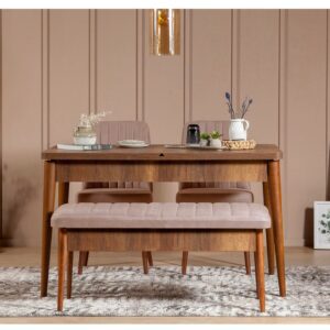 Jedálenský set s rozkladacím stolom a stoličkami (4 kusy) Vina 0900 - Walnut Stone