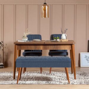 Jedálenský set s rozkladacím stolom a stoličkami (4 kusy) Vina 1048 - 3 - Walnut