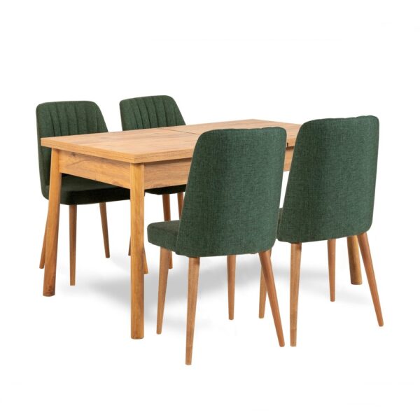 Jedálenský set s rozkladacím stolom a stoličkami (5 kusov) Santiago Atlantic Green – Obrázok 2