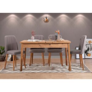 Jedálenský set s rozkladacím stolom a stoličkami (5 kusov) Santiago Atlantic Grey