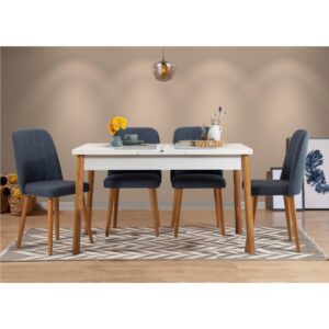 Jedálenský set s rozkladacím stolom a stoličkami (5 kusov) Santiago Atlantic Navy Blue