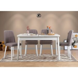 Jedálenský set s rozkladacím stolom a stoličkami (5 kusov) Santiago White Grey