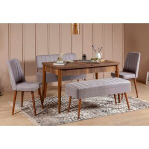 Jedálenský set s rozkladacím stolom a stoličkami (5 kusov) Vina 0701 - 4 - Walnut