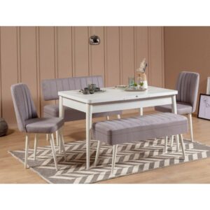 Jedálenský set s rozkladacím stolom a stoličkami (5 kusov) Vina 0701 - 4 - White
