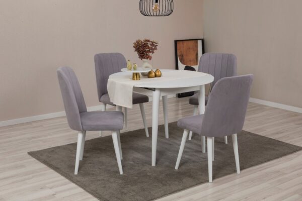 Jedálenský set s rozkladacím stolom a stoličkami (5 kusov) Vina 0701 - White