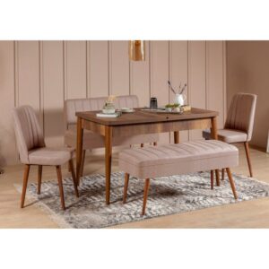 Jedálenský set s rozkladacím stolom a stoličkami (5 kusov) Vina 0900 - 4 - Walnut