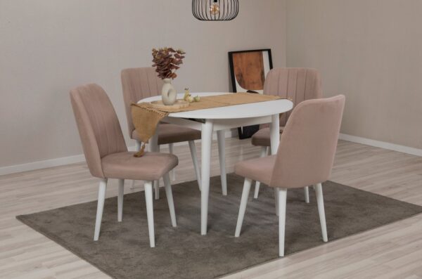 Jedálenský set s rozkladacím stolom a stoličkami (5 kusov) Vina 0900 - White