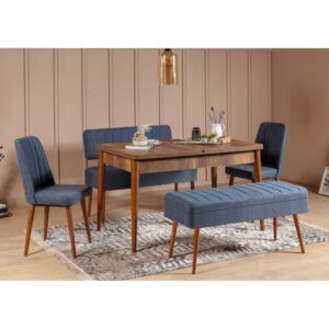 Jedálenský set s rozkladacím stolom a stoličkami (5 kusov) Vina 1048 - 4 - Walnut