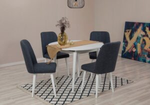 Jedálenský set s rozkladacím stolom a stoličkami (5 kusov) Vina 1048 - White