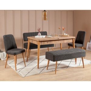 Jedálenský set s rozkladacím stolom a stoličkami (5 kusov) Vina 1053 - 4 - Anthracite