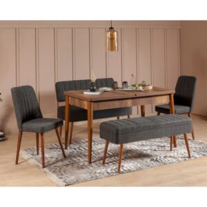 Jedálenský set s rozkladacím stolom a stoličkami (5 kusov) Vina 1053 - 4 - Anthracite
