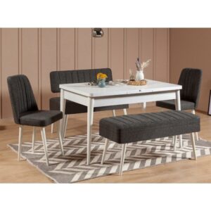 Jedálenský set s rozkladacím stolom a stoličkami (5 kusov) Vina 1053 - 4 - Anthracite
