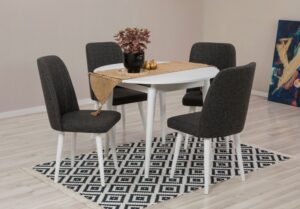 Jedálenský set s rozkladacím stolom a stoličkami (5 kusov) Vina 1053 - White