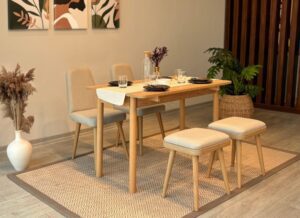 Jedálenský set s rozkladacím stolom a stoličkami (5 kusov) Vina Mini 02 1005 - Oak