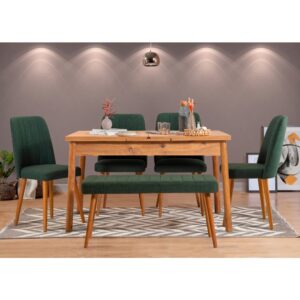 Jedálenský set s rozkladacím stolom a stoličkami (6 kusov) Santiago Atlantic Green