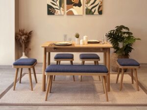Jedálenský set s rozkladacím stolom a stoličkami (6 kusov) Vina Mini 06 1048 - Oak