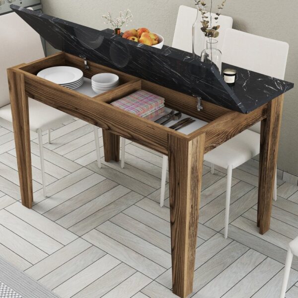 Kuchynský stôl Kiev 509 - Walnut, Black – Obrázok 4