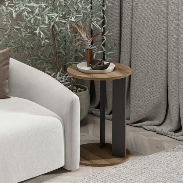 Príručný stolík / Odkladací stolík Ema - Walnut, Anthracite – Obrázok 4