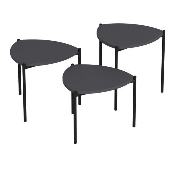 Sada odkladacích stolíkov (3 kusy) Lenny - Anthracite – Obrázok 4