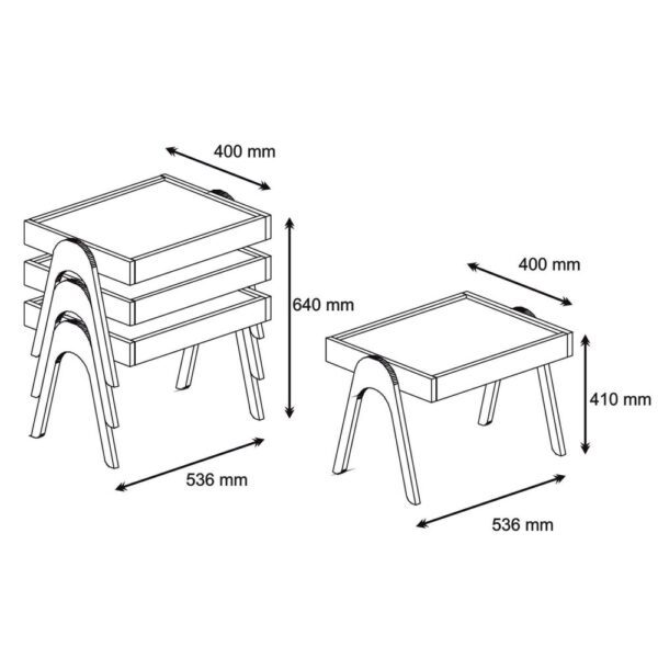 Sada odkladacích stolíkov (3 kusy) Roma - Walnut, White – Obrázok 3