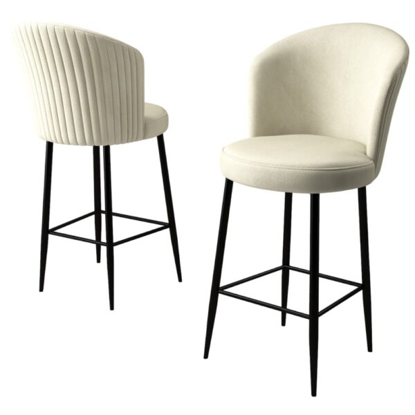 Bar Stool Set (2 Pieces) Alte - Cream, Black – Obrázok 4