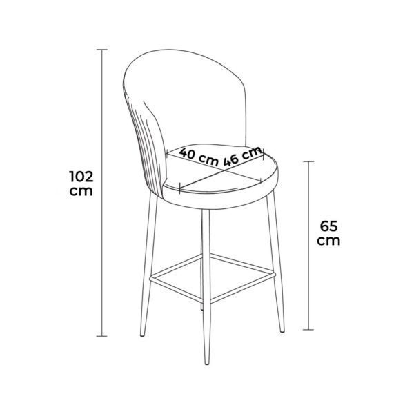 Bar Stool Set (2 Pieces) Alte - Grey, Black – Obrázok 3