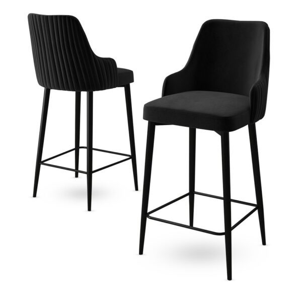 Bar Stool Set (2 Pieces) Enox - Black – Obrázok 4