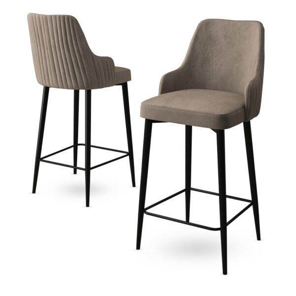 Bar Stool Set (2 Pieces) Enox - Cappuccino, Black – Obrázok 4