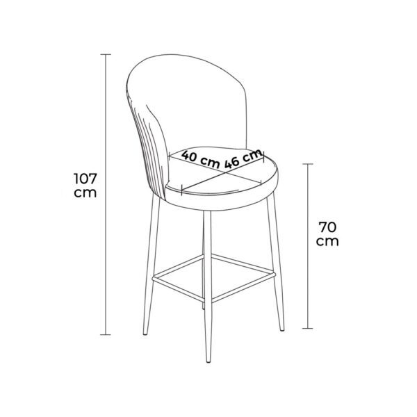 Bar Stool Set (2 Pieces) Fora - Anthracite, Gold – Obrázok 3