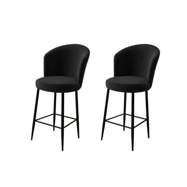 Bar Stool Set (2 Pieces) Fora - Black – Obrázok 2