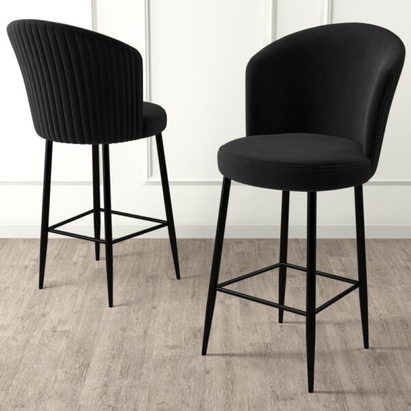 Bar Stool Set (2 Pieces) Fora - Black