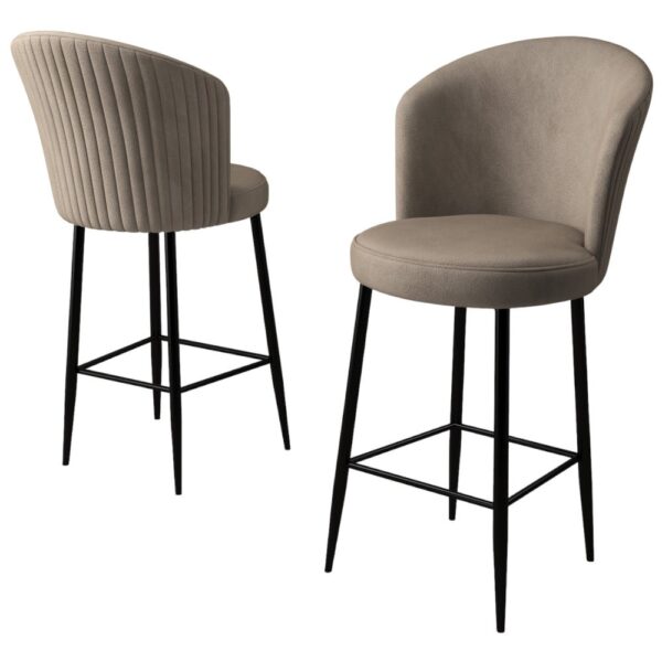 Bar Stool Set (2 Pieces) Fora - Cappuccino, Black – Obrázok 4