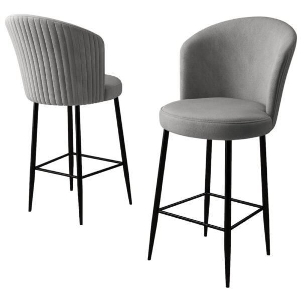 Bar Stool Set (2 Pieces) Fora - Grey, Black – Obrázok 4