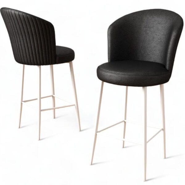 Bar Stool Set (2 Pieces) Uras - Black, White – Obrázok 4