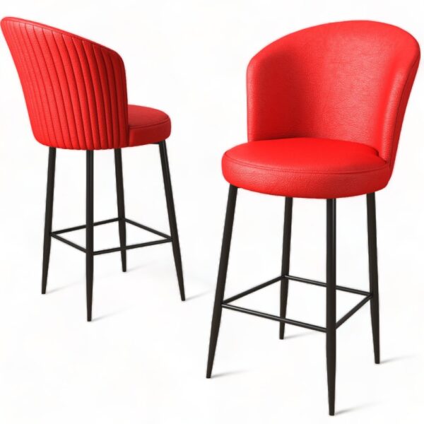 Bar Stool Set (2 Pieces) Uras - Red, Black – Obrázok 4