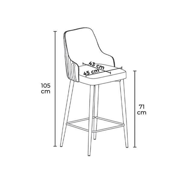 Bar Stool Set (4 Pieces) Enox - Black, Gold – Obrázok 3