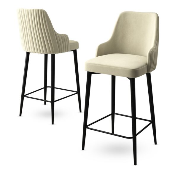 Bar Stool Set (6 Pieces) Enox - Cream, Black – Obrázok 4