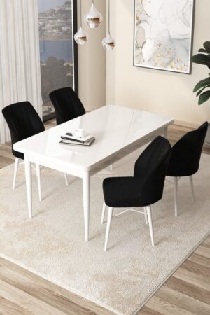 Dining Table & Chairs Set (5 Pieces) Arp - White