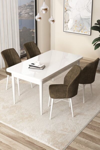 Dining Table & Chairs Set (5 Pieces) Arp - White