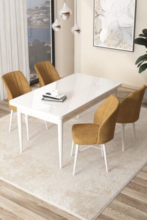 Dining Table & Chairs Set (5 Pieces) Arp - White