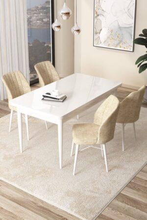 Dining Table & Chairs Set (5 Pieces) Arp - White
