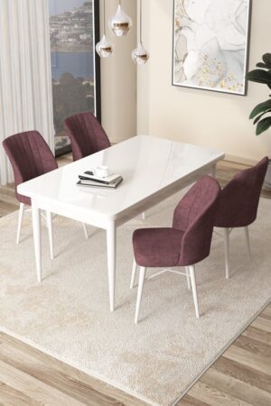 Dining Table & Chairs Set (5 Pieces) Arp - White