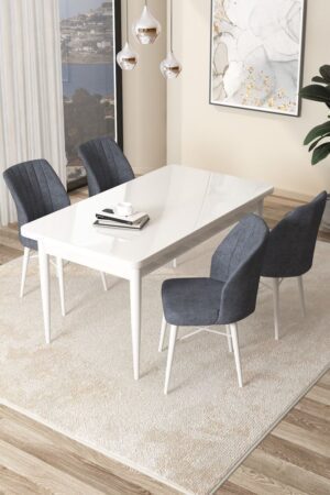 Dining Table & Chairs Set (5 Pieces) Arp - White