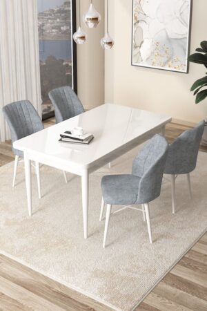 Dining Table & Chairs Set (5 Pieces) Arp - White