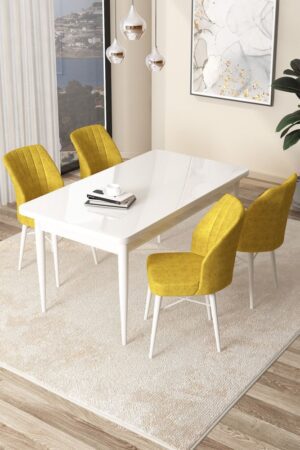 Dining Table & Chairs Set (5 Pieces) Arp - White